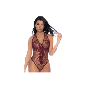 Body string en résille couleur cerise 